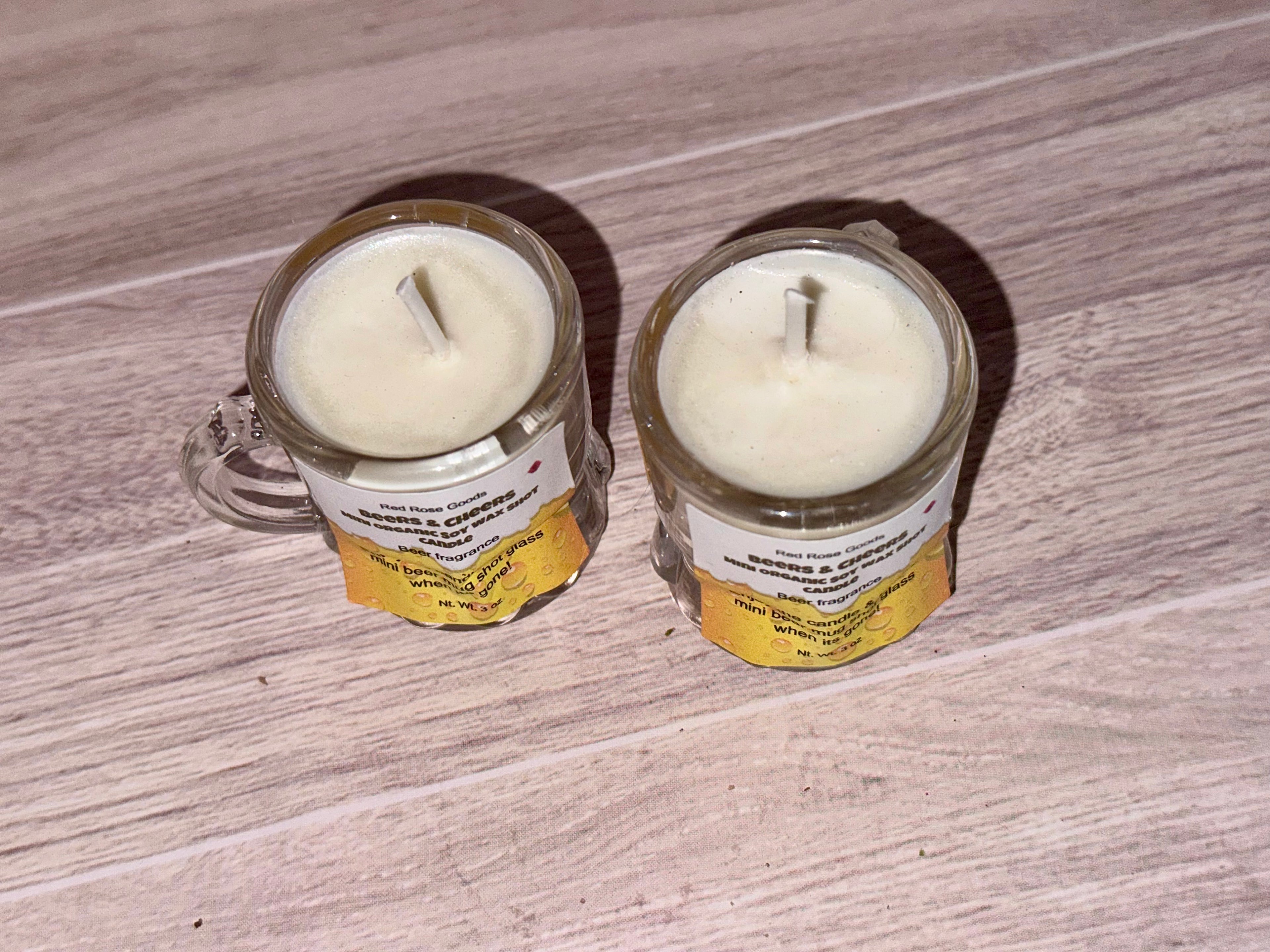 Beer shot glass candle