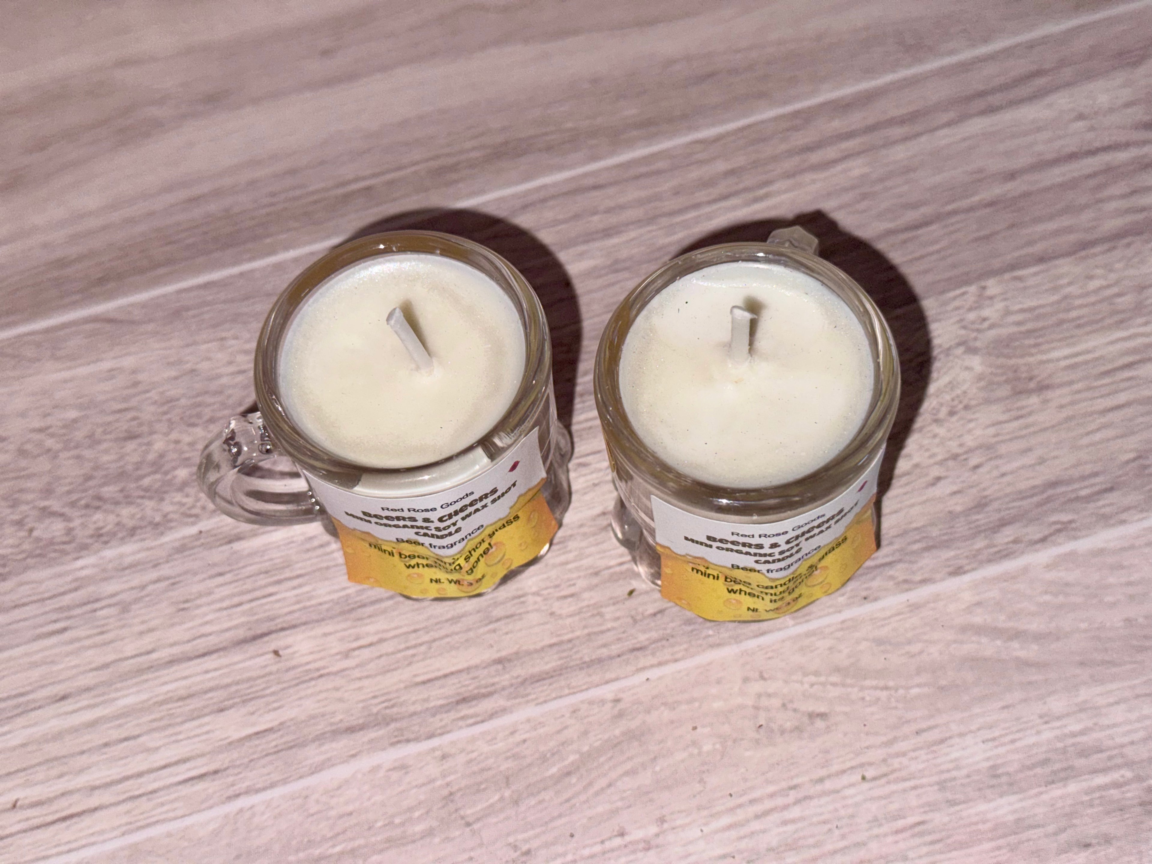 Beer shot glass candle